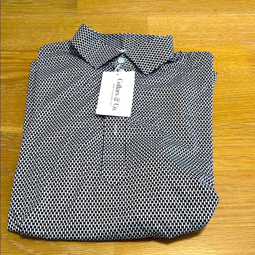 NEW Collars &Co Black and White Men's polo Shirt size medium